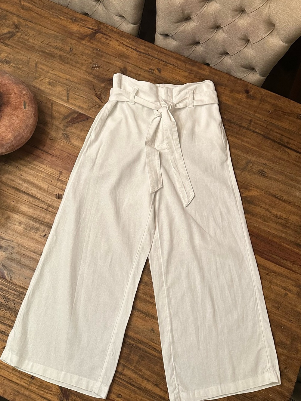 a new day White High-Rise Wide-Leg Tie Belt Pants